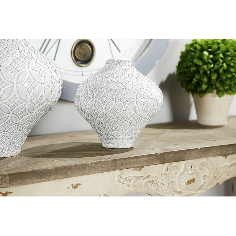 Vase de table en porcelaine bleue Navua, H 10 po x l 9 po x P 9 po