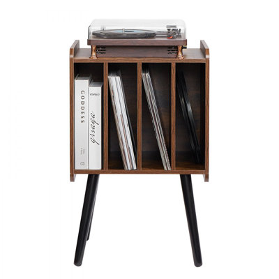 Record Player Stand, 2 Tiers Turntable Stand with 4 Cabinets, Holds up to 100 Albums, Wooden Vinyl Record Storage Cabinet with Display Shelf for Bedro by George Oliver