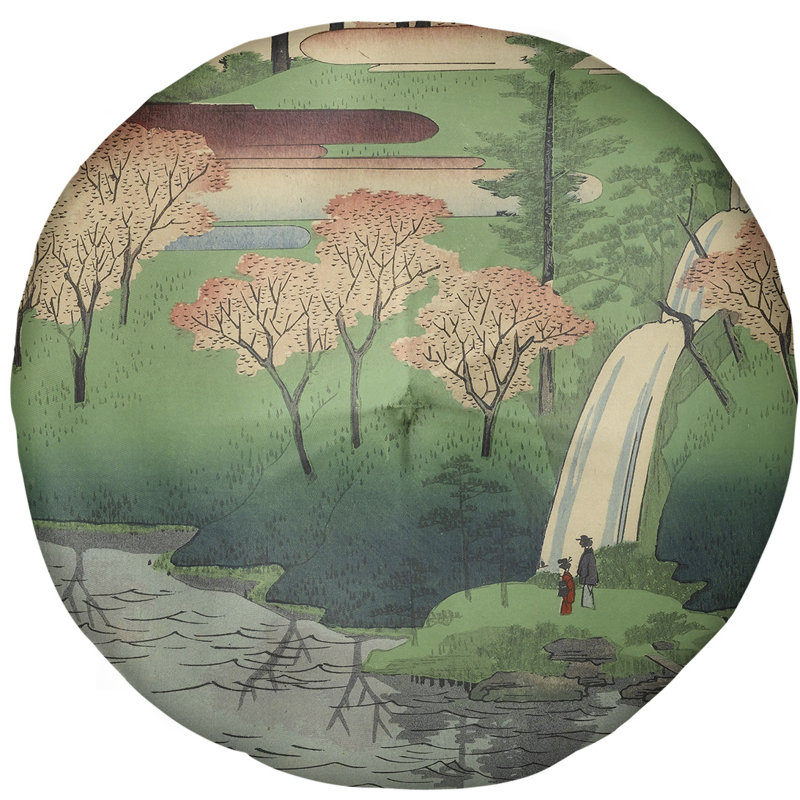 Coussin de sol utagawa hiroshige chiyogaike étang, Pêche, 31,5 po x 63 po