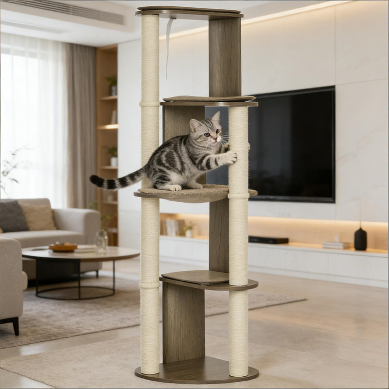 Grande tour à chat à plusieurs niveaux, arbre à chat d'angle