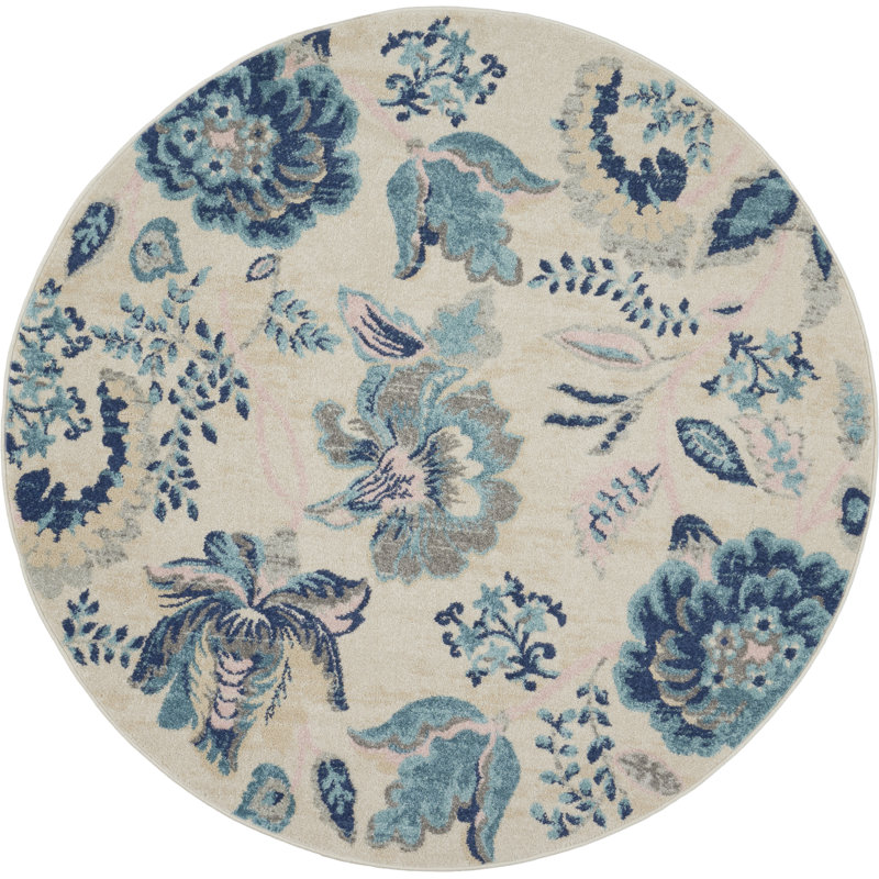 Floral Indoor Rug, Round 5'3"