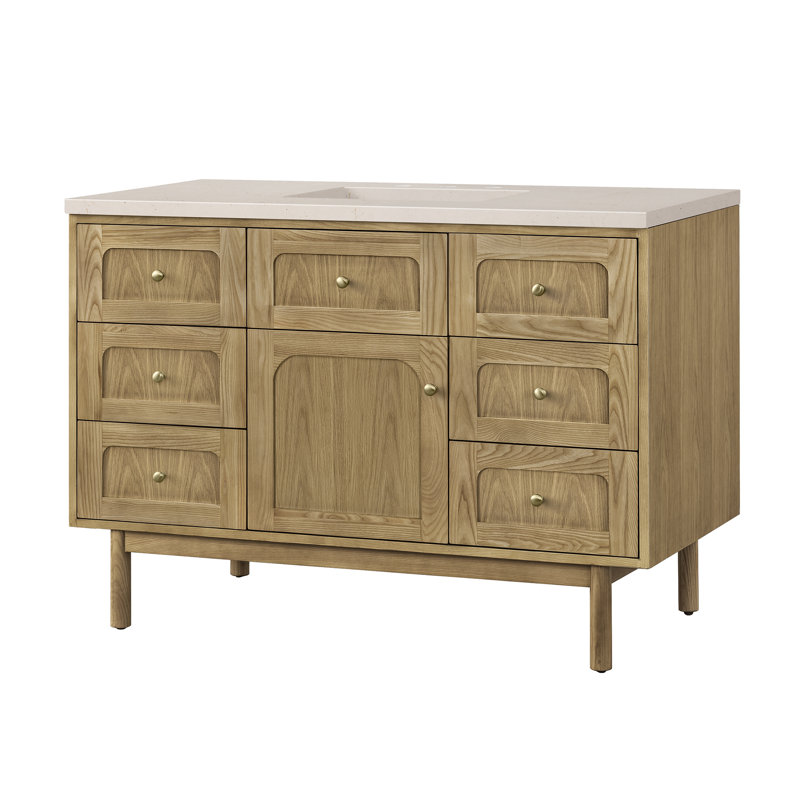 Laurent 48'' W Single Vanity, Light Natural Oak, Ethereal Noctis, 8" Widespread