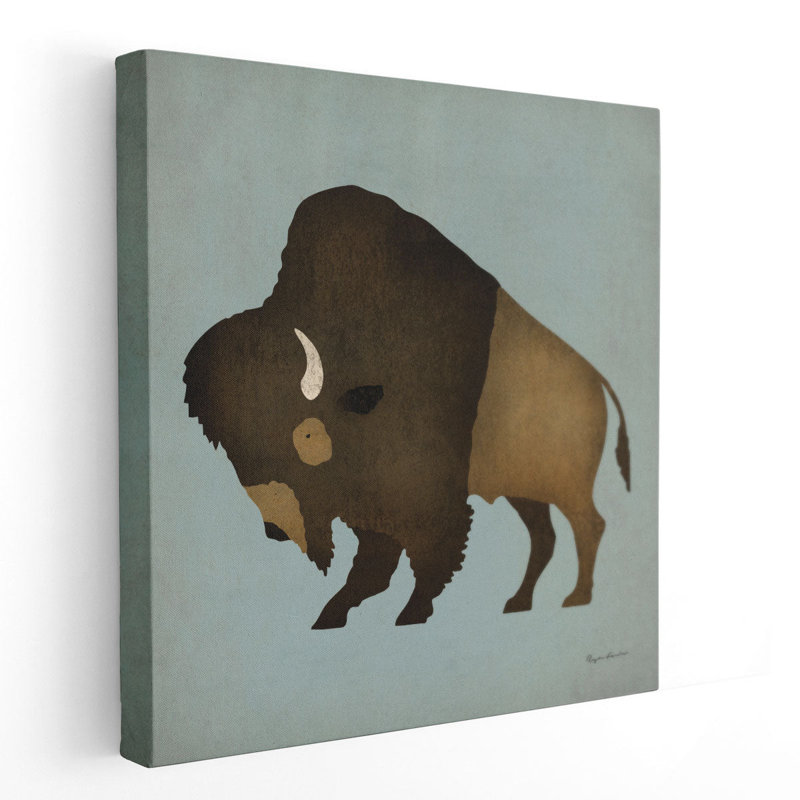 Buffalo Bison I - reproduction d'art sur toile, H 16 po x l 16 po
