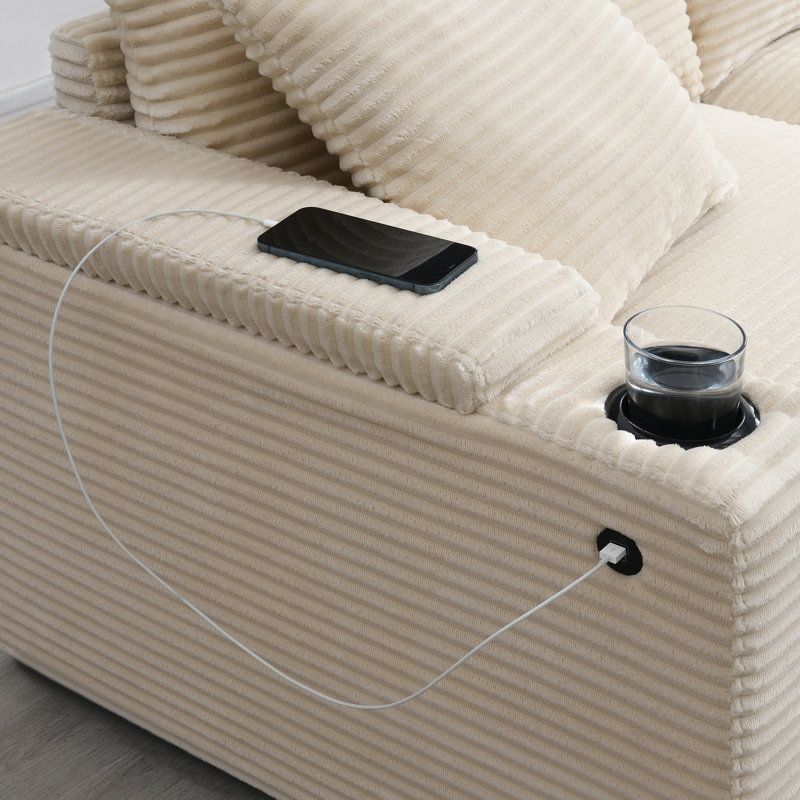 Rangement modulaire, canapé en velours côtelé moderne de 104 pouces pour la maison