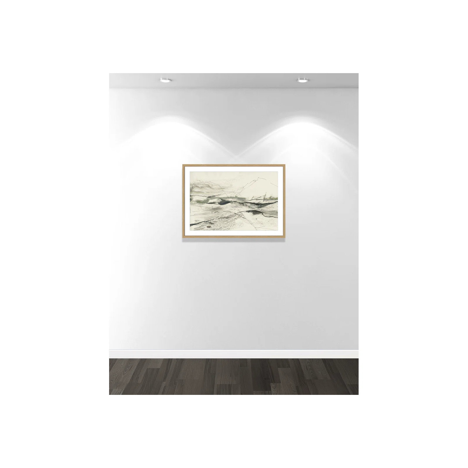 Green Sketches by PI Studio, White, Natural Box Picture Framed, 25.5" H x 35.5" W x 1.25" D