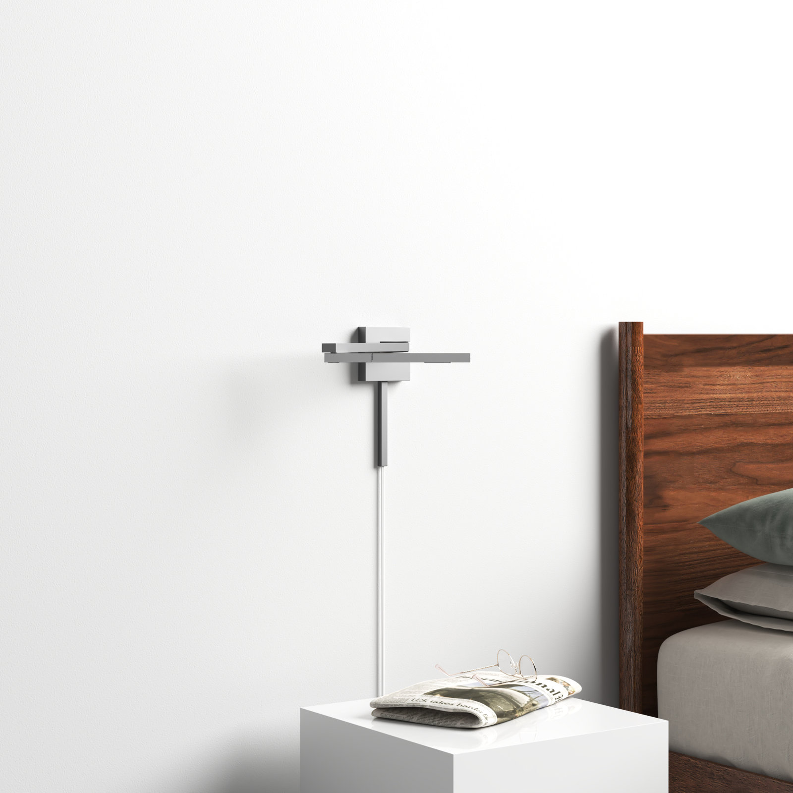 Sagie Single Light Dimmable LED Plug-in Swing Arm Sconce, Titanium