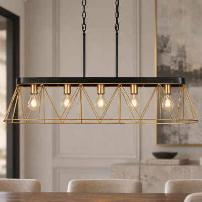 Olajawon 39" W 5-Light Kitchen Island Square / Rectangle Dimmable Pendant