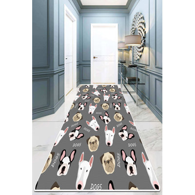 Premium Hall Carpet 3.3 x 4.9 Feet, Grey | 100% Polyester, 0.39 in Pile Height | Antibacterial, Non-Slip Underside, Machine Washable | Ideal for Home Entryways & High-Traffic Areas, Durable & Easy to Clean