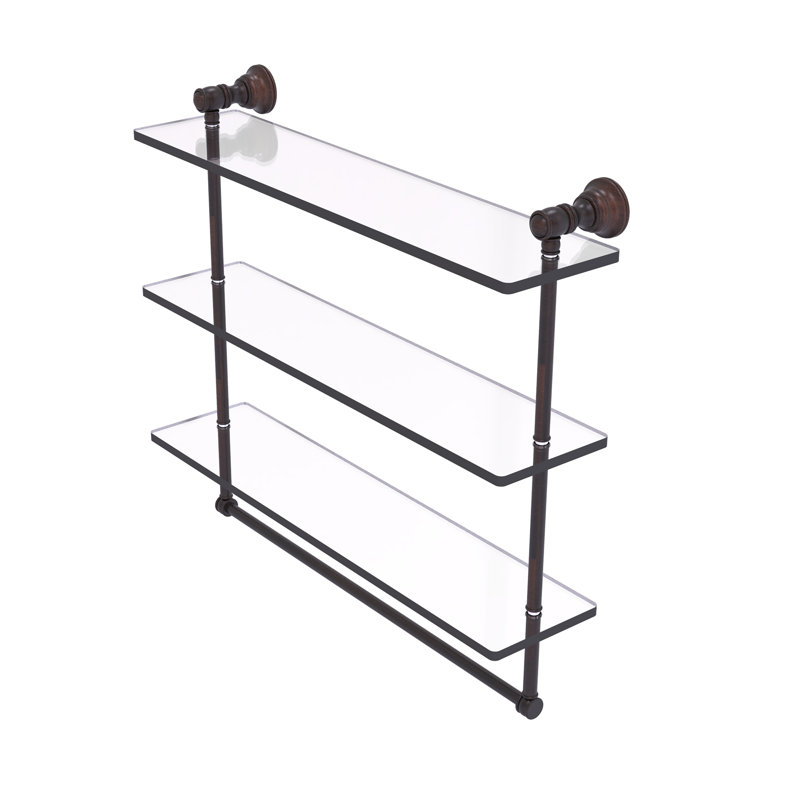 Étagère murale triple en verre Freyja, H 19,7 po x l 22 po x P 5,54 po, Bronze vénitien