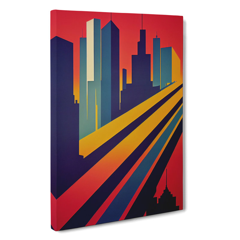 Resplendent City Skyline Abstract - Wall Art, Wrapped Canvas, 50cm H x 35cm W, No Matte