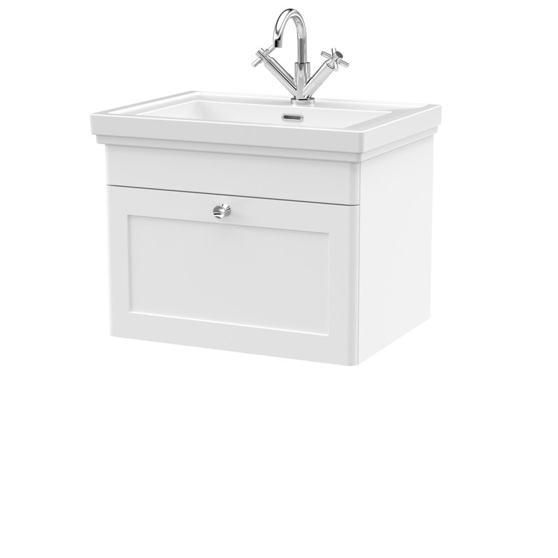 Classique 600mm Single Bathroom Vanity with Vanity Top, Satin White