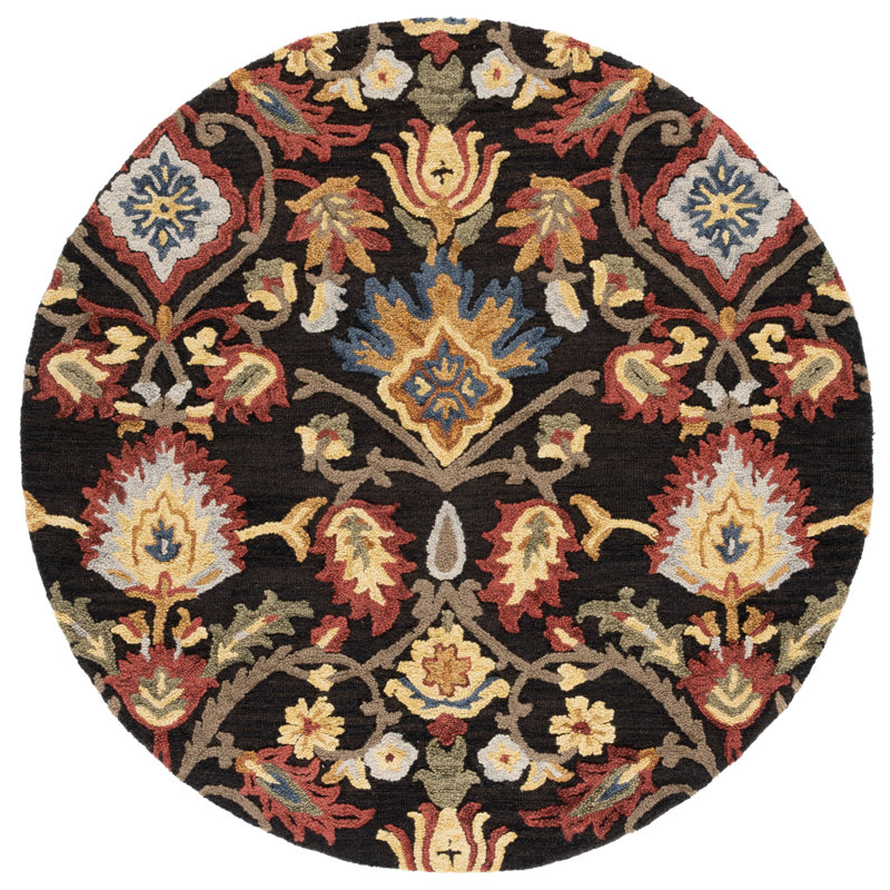 Pinson Floral Wool Hand Tufted Area Rug, Round 183 cm