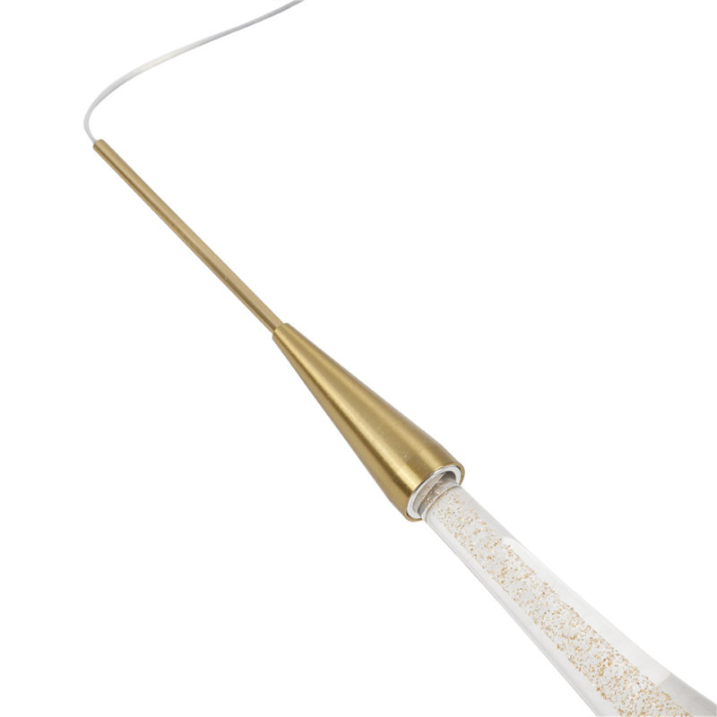 Zaren 1 - Light Single Raindrop Glass Pendant Light, 15" H x 2.2" W x 2.2" D