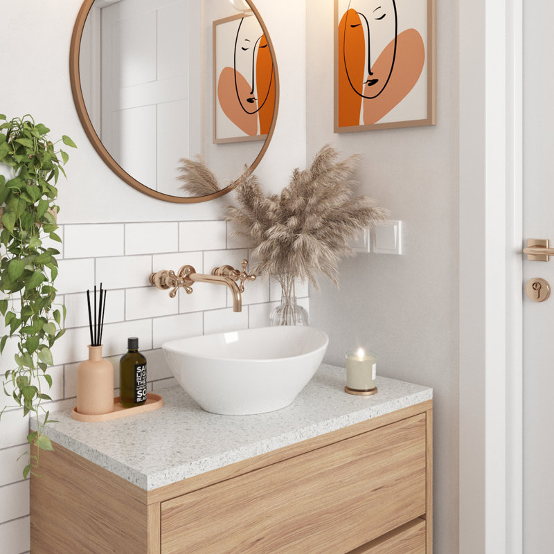 Horizon 415mm x 340mm White Ceramic Oval Countertop Basin Bathroom Sink