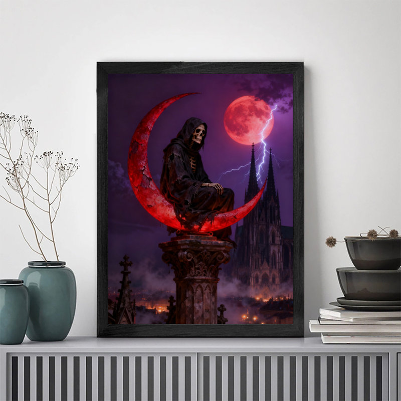 Art mural rétro noir marchant St. Reaper, impressions de style gothique foncé, H 17 po x l 13 po