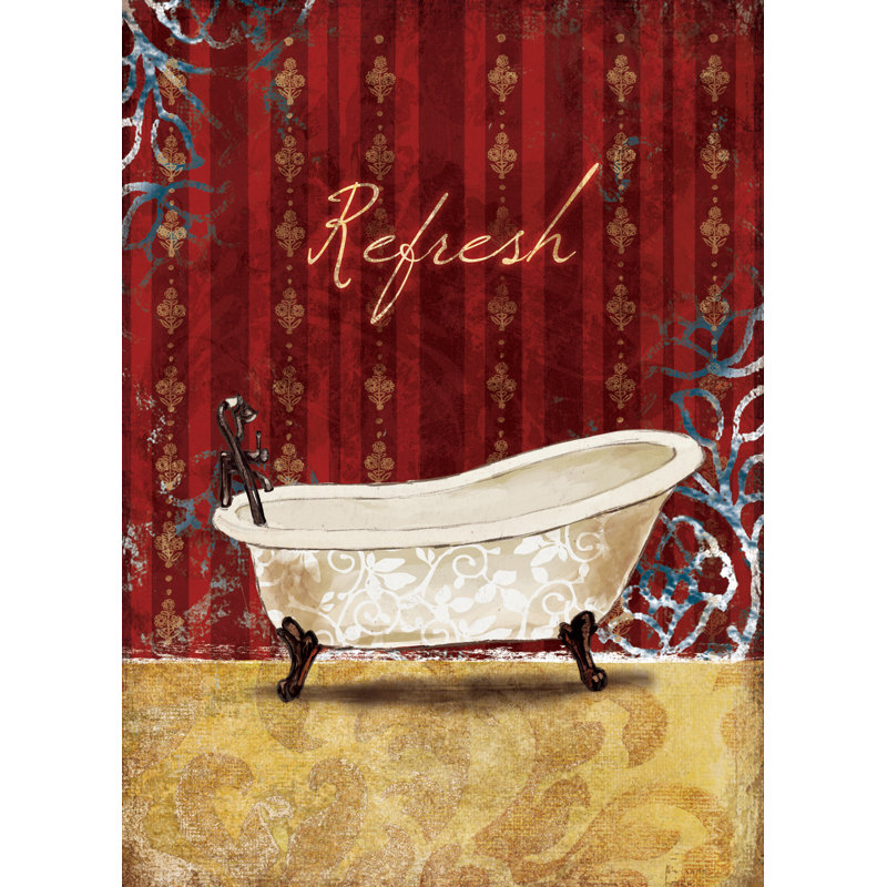 Refreshing Bath Red - Painting Print, 30 cm H x 20 cm W, Black Floater Framed