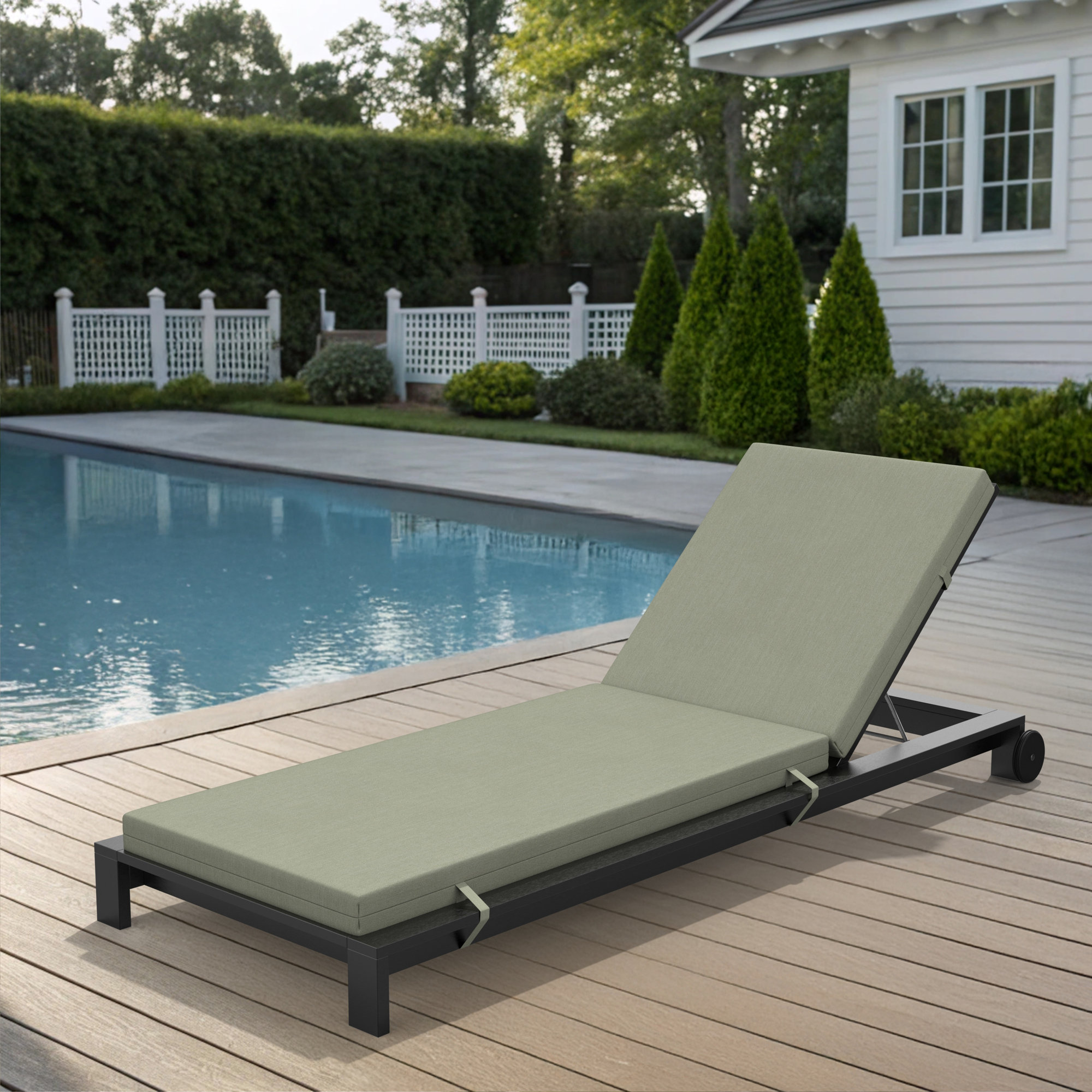 Lani Sunbrella Outdoor Chaise Lounge Cushion, Sunbrella Canvas Seasalt, 22.5" W x 74" D