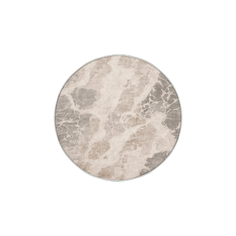 Tapis beige lavable à la machine, Rond 5 pi