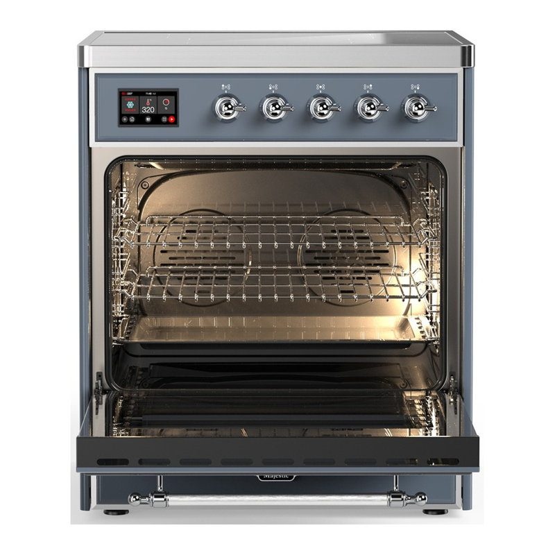 Majestic III Series 30 Inch Induction Range with 4 Induction Elements in Stainless Steel (Burnished Trim), Blue Gray, Chrome