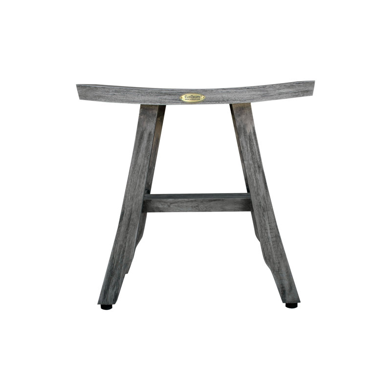 Satori 18 in. W x 12 in. D Teak Shower Bench in Coquina Grey, Dark Grey