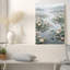 Art sur toile, fleurs de lotus crème et feuilles vertes sur eau brumeuse-132736468