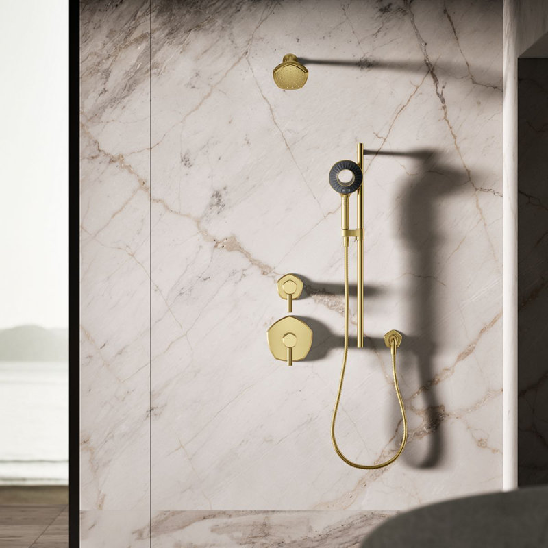 Spaviva Two-Function Handshower 2.5 GPM, Brushed Brass, 1.75 GPM