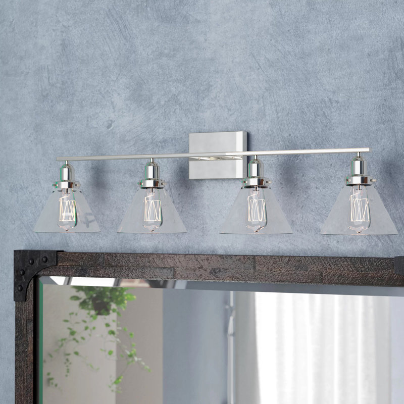 Éclairage pour salle de bain 4 lumières à intensité variable Catalina, nickel poli, Nickel poli