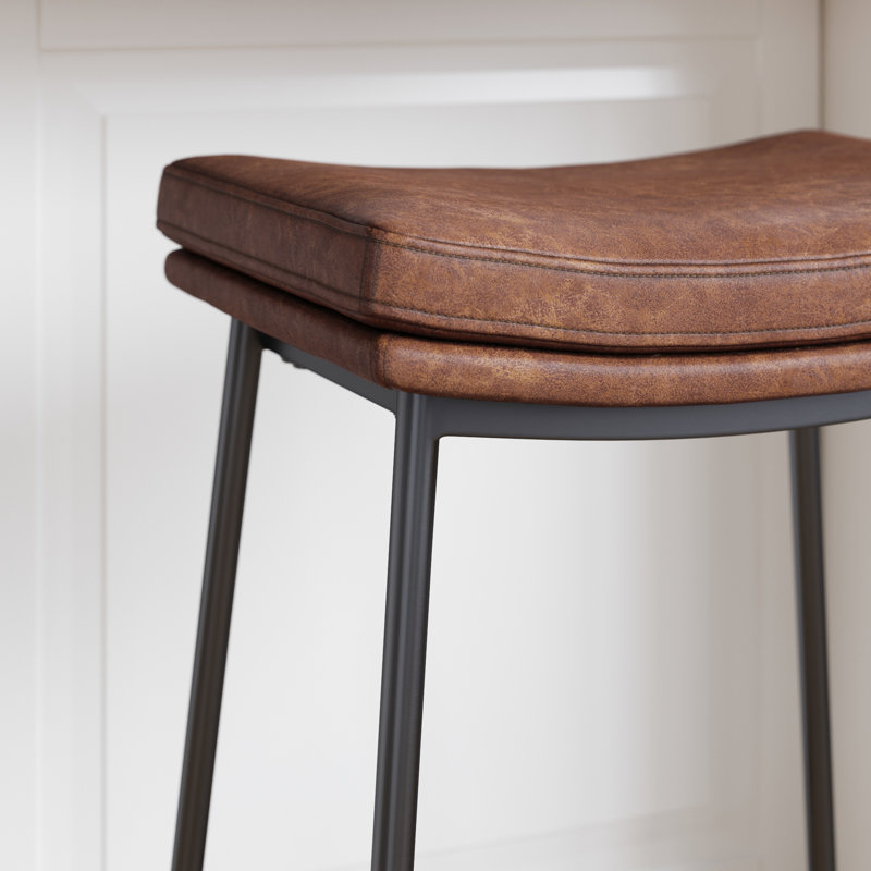 Ensemble de 2 tabourets de bar à hauteur de comptoir rembourrés, 2, Brun
