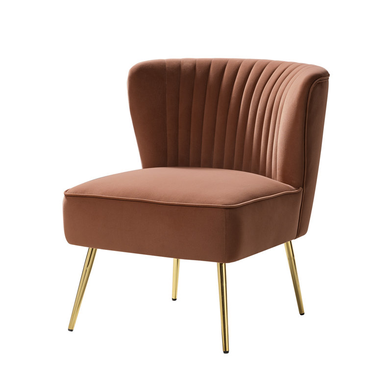 Fauteuil d'appoint Léona en velours avec pattes en métal, Polyester mousse