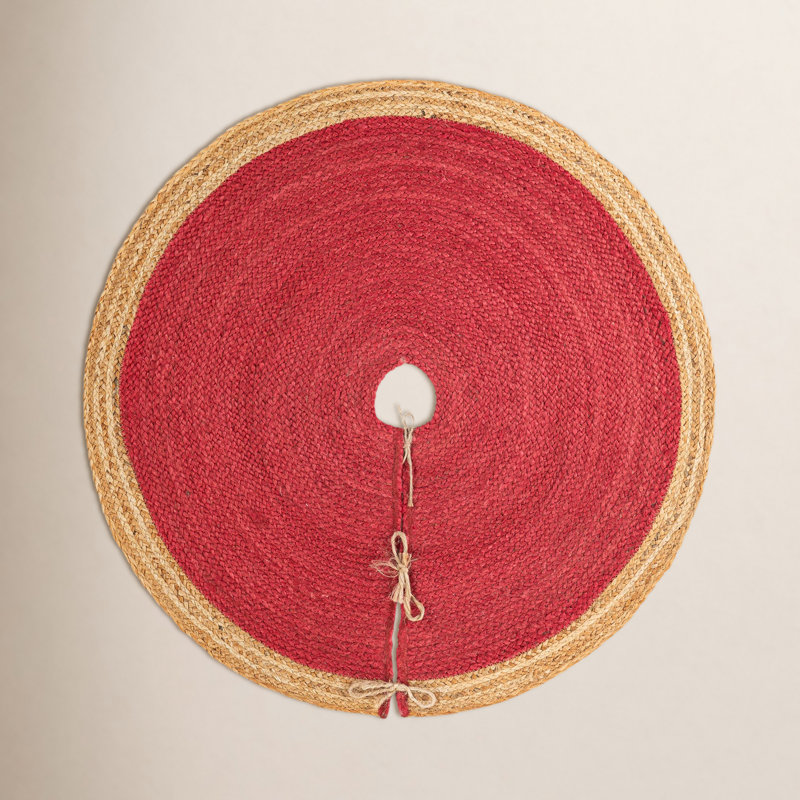 Jupe d'arbre de Noël à tisser Unique, Rond 3 pi 1 po, Rouge