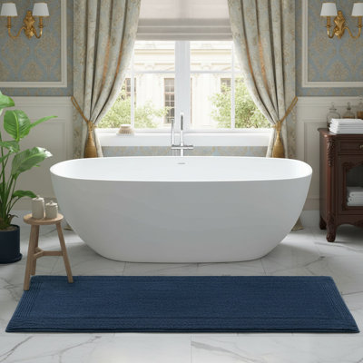 1 PCS 24x72" 100% Cotton Tufted 3000 GSM Reversible Bath Algodones Navy