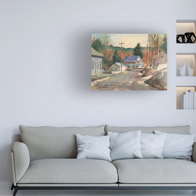Art mural sur toile tendue - "Cummington Main Street" par Stephen Calcasola pour décoration de salon, de chambre à coucher ou de bureau - 35 x 47