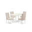Ensemble de table de salle à manger 5 pièces moderne comprenant une table rectangulaire en bois avec feuille papillon et 4 chaises rembourrées en tissu crème, lin blanc-106903281-109975763-109975764