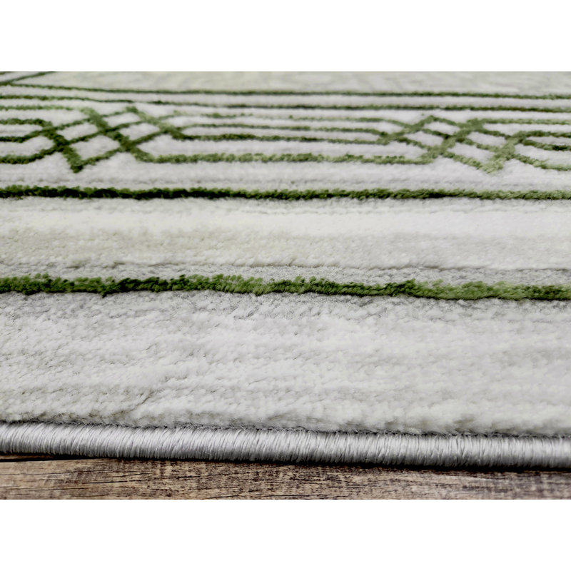 Davide Transitional Bordered Green Area Rug, Round 5'