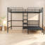 Lits simples superposés en métal et en bois avec rangement et bureau, noir moderne