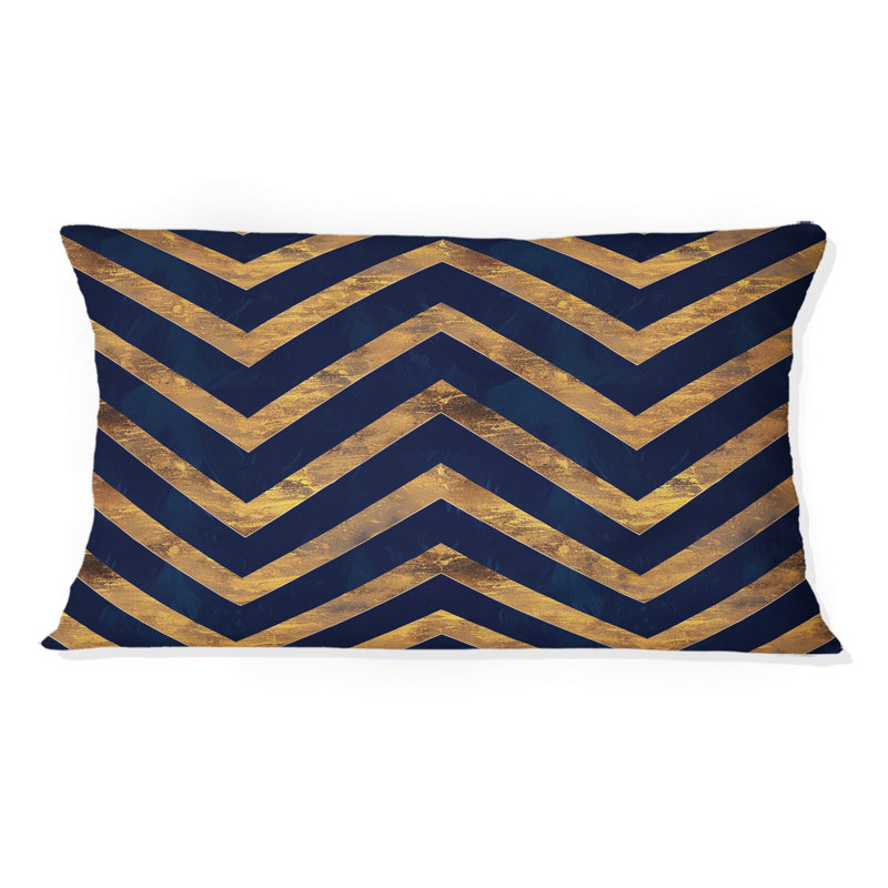 Coussin Chevron Harmony II - Glam, Bleu / doré
