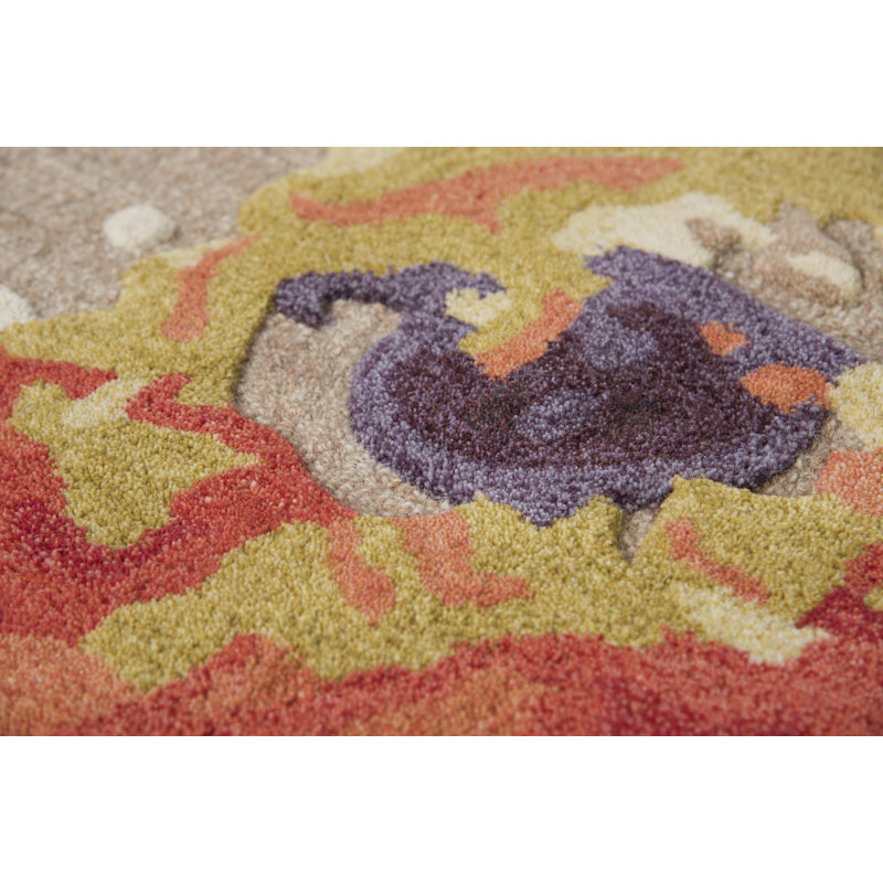 Tapis orange/beige en laine Touffeté à la main Gaye, Rectangle 5 pi x 8 pi