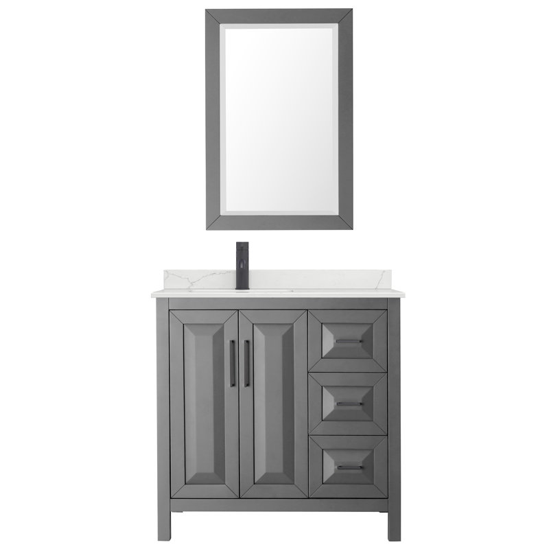 Daria 36'' W Single Vanity, Giotto Quartz, Brown, Polished Chrome