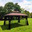 Pavillon de jardin extérieur 13X10 avec matériau et quatre mailles - toit de terrasse imperméable brun