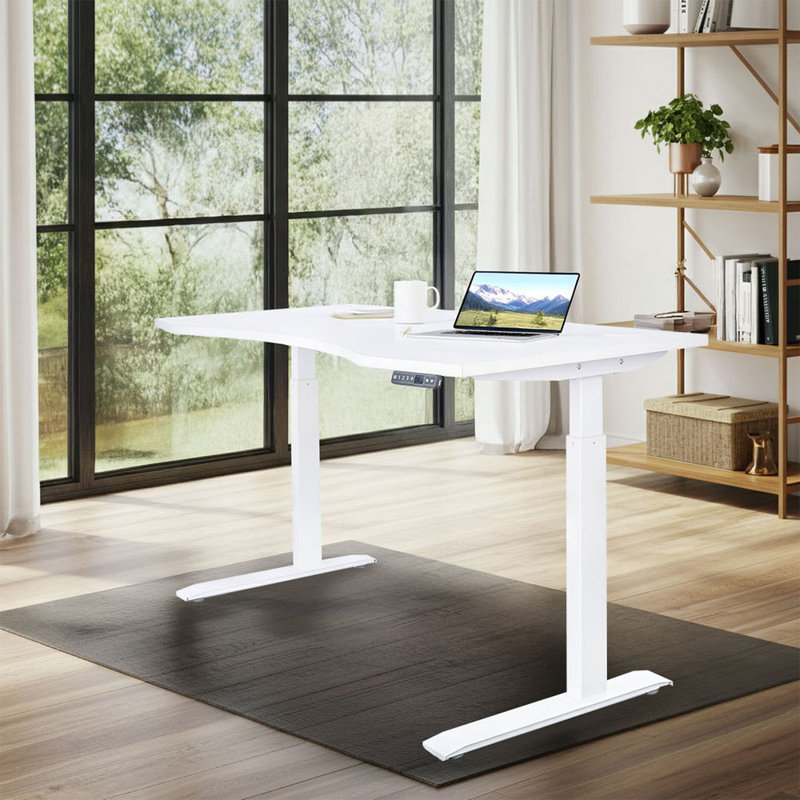 Kaylan PRO Series Ergonomic Curve 30” x 60” Electric Sit-Stand Desk with Dual Motors, Snow White