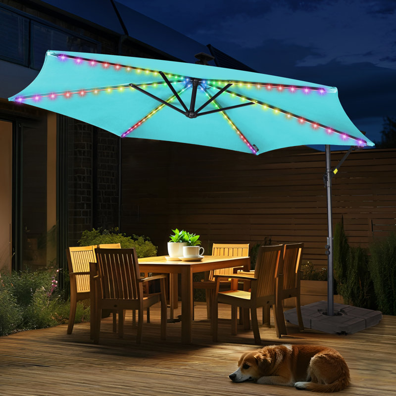 Parasol en porte-à-faux coloré 120 po Arlmont & Co. Ershel, Turquoise