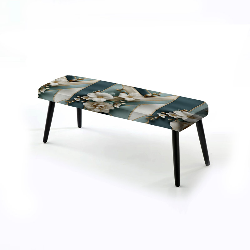 Blanc rayé à motif floral élégant - banc rembourré noir rayé