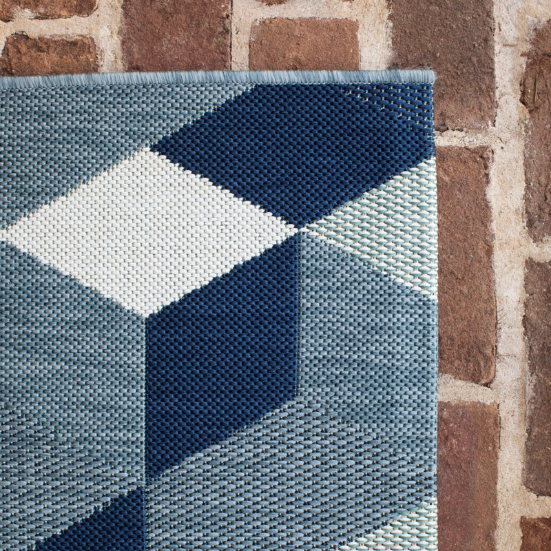 Tapis intérieur / extérieur bleu Mccreary, Rectangle 8 pi x 10 pi