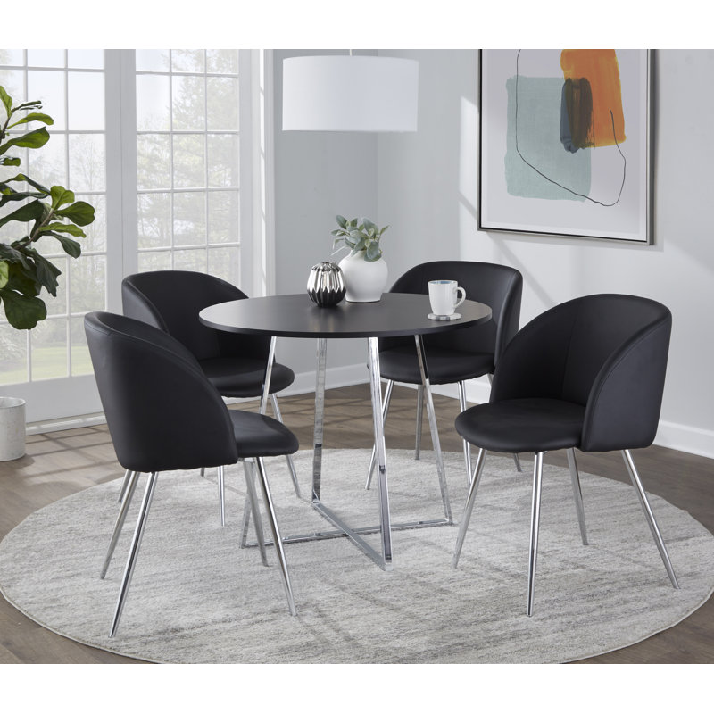 Terrence 18.5" Faux Leather Upholstered Parsons Chairs, Black