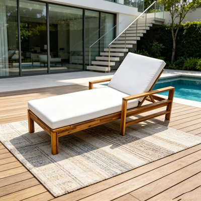 Acacia Wood Adjustable Backrest Outdoor Lounge Chair
