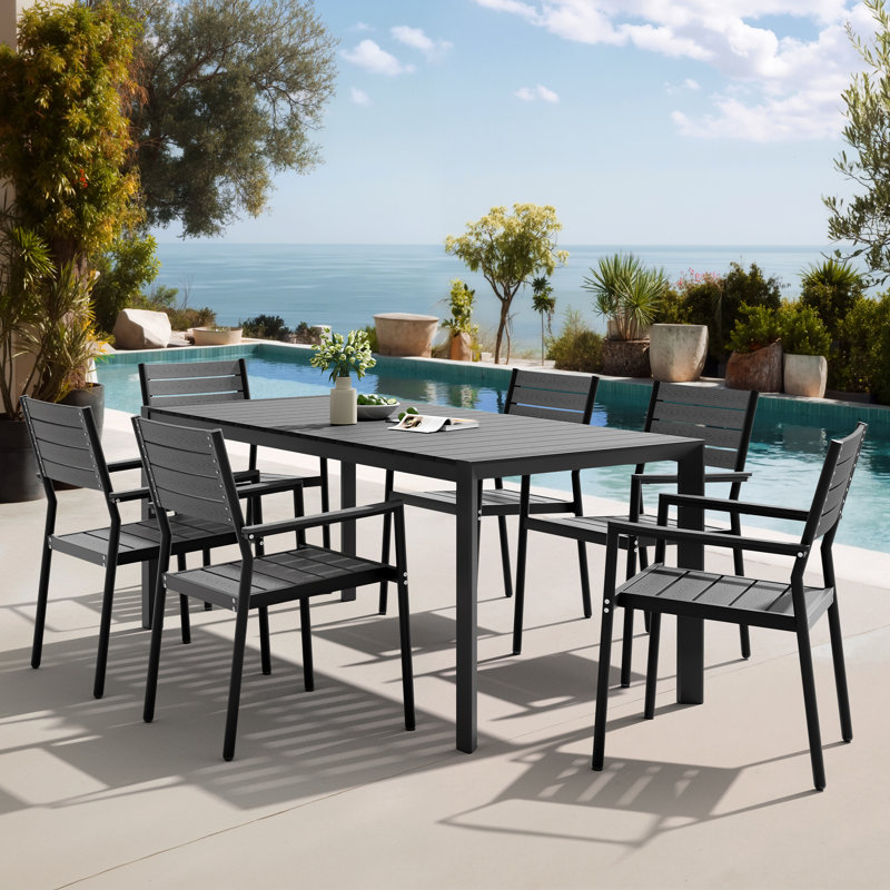 Chaise de salle à manger d'extérieur empilable A aluminium, Gris foncé