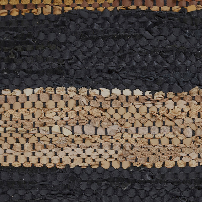 Tapis rayé tissé à plat à la main en brun / gris / noir, Rectangle de 5 pi x 8 pi
