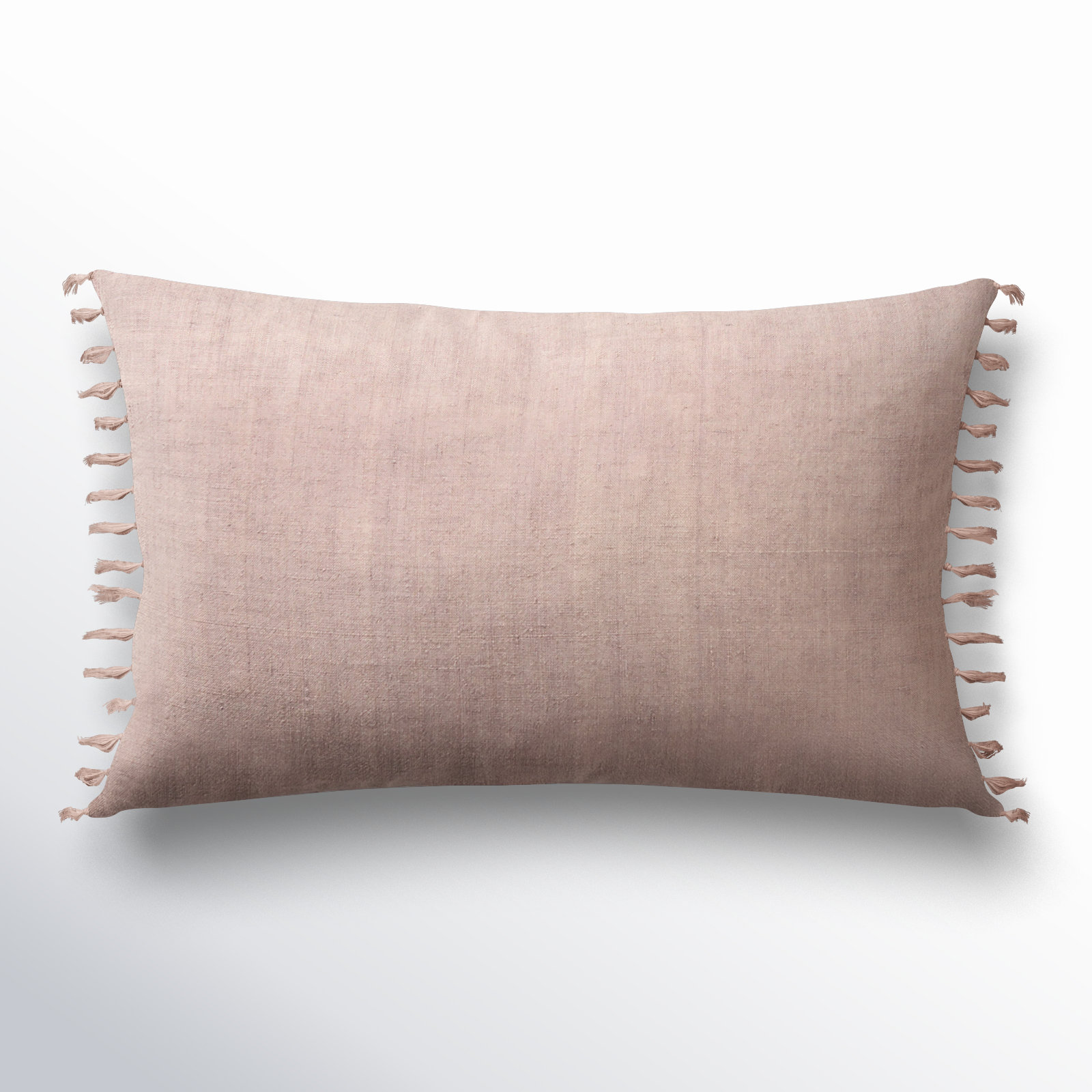 Sharron Tassels Linen Lumbar Throw Pillow, Pink, Polyester/Polyfill