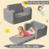 Canapé 2-en-1 pour tout-petits en sherpa pliable, Similicuir gris
