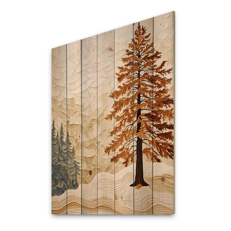 Forêt d'automne, cèdre I - art mural traditionnel sur bois de pin naturel, H 20 po x l 10 po x P 0,78 po